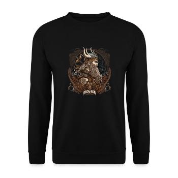 Wikinger Odin Walhalla - Nordische Mythologie - Unisex Pullover - Schwarz - Vorne - Alina (178cm) & Michal (187cm)