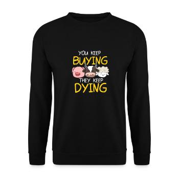 Tierrechte Tierschutz Vegan Vegetarier Tierfreund - Unisex Pullover - Schwarz - Vorne - Alina (178cm) & Michal (187cm)