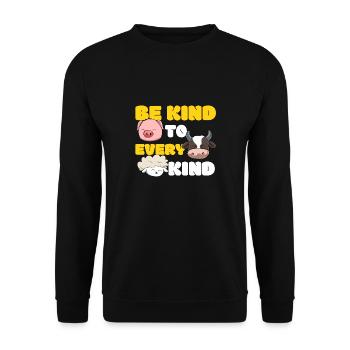 Be Kind To Every Kind Tierrechte Tierschutz Vegan - Unisex Pullover - Schwarz - Vorne - Alina (178cm) & Michal (187cm)