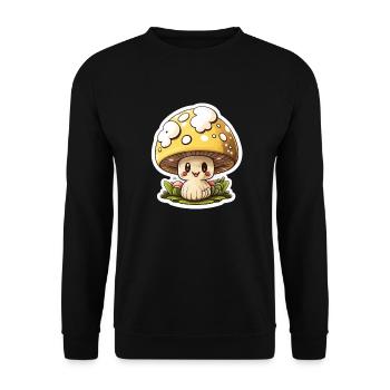Drôle de champignon de dessin animé - Sweat-shirt Unisexe - noir - Devant - Alina (178cm) & Michal (187cm)