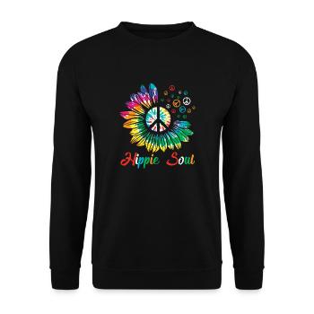 Paix de tournesol d’âme hippie - Sweat-shirt Unisexe - noir - Devant - Alina (178cm) & Michal (187cm)