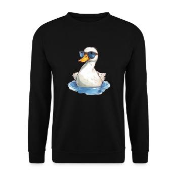 Süße Ente Küken im Sommer mit Sonnenbrille - Unisex Pullover - Schwarz - Vorne - Alina (178cm) & Michal (187cm)