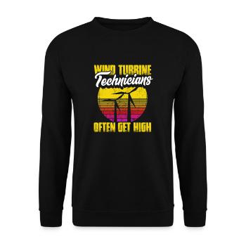 Ecological Power Maintenance Retro Wind Turbine - Unisex Pullover - Schwarz - Vorne - Alina (178cm) & Michal (187cm)