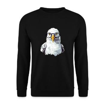 Miki the seagull with glasses - Unisex Sweatshirt - black - Front - Alina (178cm) & Michal (187cm)