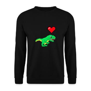 Dinosaure Pixel Love - Sweat-shirt Unisexe - noir - Devant - Alina (178cm) & Michal (187cm)