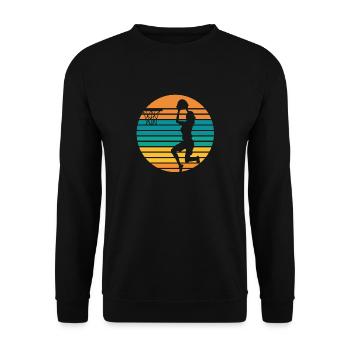 Basketball Vintage Basketballspieler Sportler Korb - Unisex Pullover - Schwarz - Vorne - Alina (178cm) & Michal (187cm)