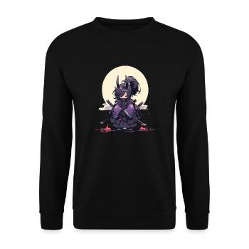 Epic Samurai Girl Anime Design - Unisex Sweatshirt - black - Front - Alina (178cm) & Michal (187cm)