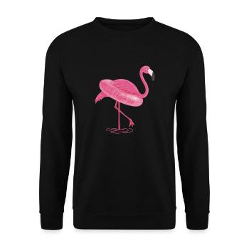 FLAMINGO and SWIMMING CIRCLE T Shirt - Unisex Sweatshirt - black - Front - Alina (178cm) & Michal (187cm)