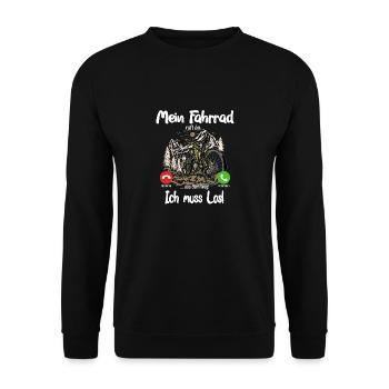 Mein Fahrrad ruft an... aus dem Weg, ich muss los! - Unisex Pullover - Schwarz - Vorne - Alina (178cm) & Michal (187cm)