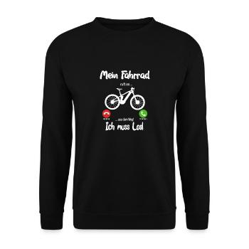 Mein Fahrrad ruft an... aus dem Weg, ich muss los! - Unisex Pullover - Schwarz - Vorne - Alina (178cm) & Michal (187cm)