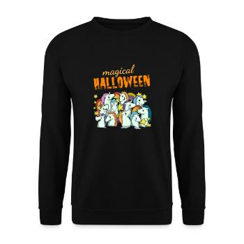 Magical Halloween Unicorn Party Costume - Unisex Sweatshirt - black - Front - Alina (178cm) & Michal (187cm)