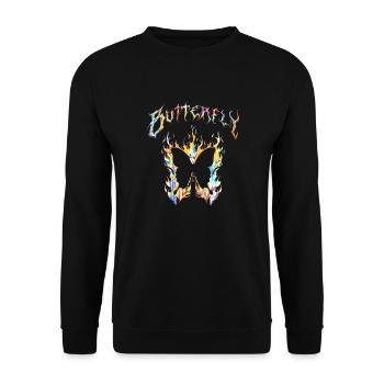 Schmetterling Insekt Schmetterling Natur Sommer bunte Kunst - Unisex Pullover - Schwarz - Vorne - Alina (178cm) & Michal (187cm)