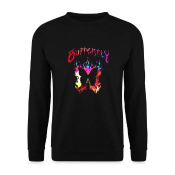 Schmetterling Insekt Schmetterling Natur Sommer bunte Kunst - Unisex Pullover - Schwarz - Vorne - Alina (178cm) & Michal (187cm)