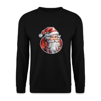 Weihnachtsmann - Traditionell und Aquarell - Unisex Pullover - Schwarz - Vorne - Alina (178cm) & Michal (187cm)