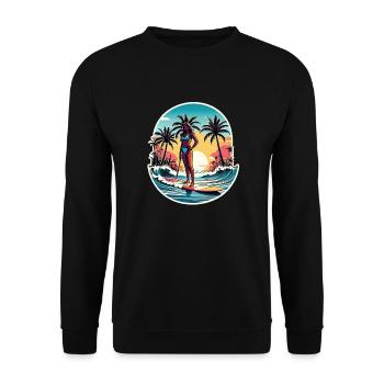 surf plage palmier soleil vacances - Sweat-shirt Unisexe - noir - Devant - Alina (178cm) & Michal (187cm)