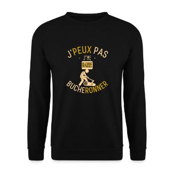 J'Peux Pas J'me Barre Bucheronner - Sweat-shirt Unisexe - noir - Devant - Alina (178cm) & Michal (187cm)