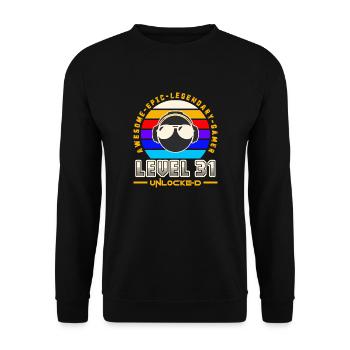Level 31 - Unisex Sweatshirt - black - Front - Alina (178cm) & Michal (187cm)