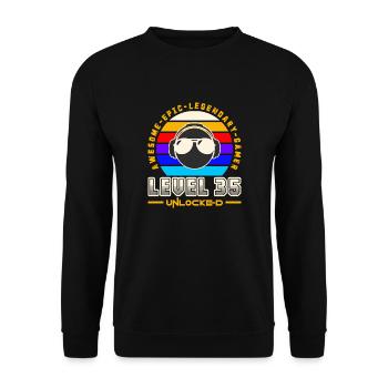Level 35 - Unisex Sweatshirt - black - Front - Alina (178cm) & Michal (187cm)