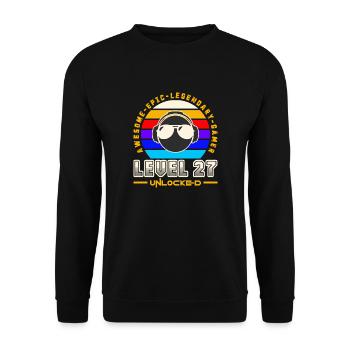 Level 27 - Unisex Sweatshirt - black - Front - Alina (178cm) & Michal (187cm)