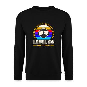 Level 22 - Unisex Sweatshirt - black - Front - Alina (178cm) & Michal (187cm)
