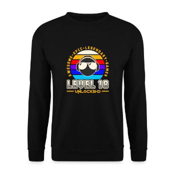 Level 18 - Unisex Sweatshirt - black - Front - Alina (178cm) & Michal (187cm)