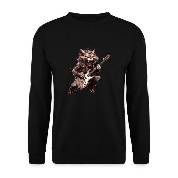 Haustiere, Niedlich, Katze, Tier, Katze, Lustige Musik, Gitarre - Unisex Pullover - Schwarz - Vorne - Alina (178cm) & Michal (187cm)