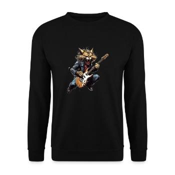 Haustiere, Niedlich, Katze, Tier, Katze, Lustige Musik, Gitarre - Unisex Pullover - Schwarz - Vorne - Alina (178cm) & Michal (187cm)