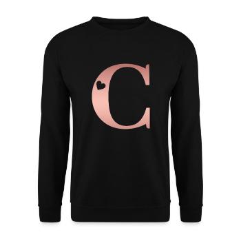 Buchstabe C Roségold - Unisex Pullover - Schwarz - Vorne - Alina (178cm) & Michal (187cm)