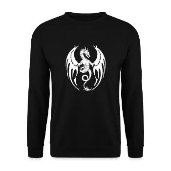 Fantasy Drache Anime Drachenkopf Mythisches Reptil - Unisex Pullover - Schwarz - Vorne - Alina (178cm) & Michal (187cm)