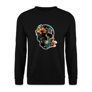 Crâne humain et fleurs 40 - Sweat-shirt Unisexe - noir - Devant - Alina (178cm) & Michal (187cm)