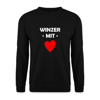 Winzer mit Herz - Unisex Pullover - Schwarz - Vorne - Alina (178cm) & Michal (187cm)