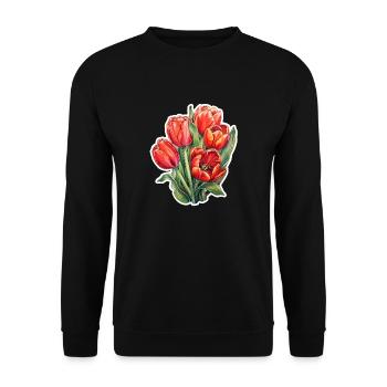 Tulipes 5 Fleurs - Sweat-shirt Unisexe - noir - Devant - Alina (178cm) & Michal (187cm)