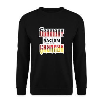 L’ALLEMAGNE vient pour le racisme, reste pour la grammaire - Sweat-shirt Unisexe - noir - Devant - Alina (178cm) & Michal (187cm)