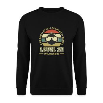 Level 21 - Unisex Sweatshirt - black - Front - Alina (178cm) & Michal (187cm)