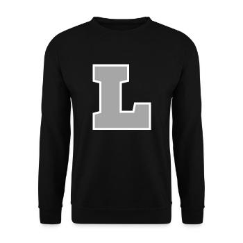 Buchstabe l sport - Unisex Pullover - Schwarz - Vorne - Alina (178cm) & Michal (187cm)