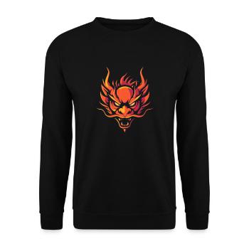 Chinesischer Drachenkopf - Unisex Pullover - Schwarz - Vorne - Alina (178cm) & Michal (187cm)