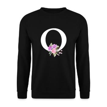 Purple Floral Letter O - Unisex Sweatshirt - black - Front - Alina (178cm) & Michal (187cm)