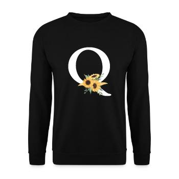 Lettre q floral tournesol - Sweat-shirt Unisexe - noir - Devant - Alina (178cm) & Michal (187cm)