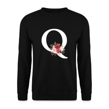 Lettre q floral rouge - Sweat-shirt Unisexe - noir - Devant - Alina (178cm) & Michal (187cm)