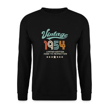 Jahrgang 1954 Geburtstag 1954 70 Jahre - Unisex Pullover - Schwarz - Vorne - Alina (178cm) & Michal (187cm)