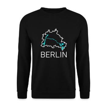 Berlin Karte - Unisex Pullover - Schwarz - Vorne - Alina (178cm) & Michal (187cm)