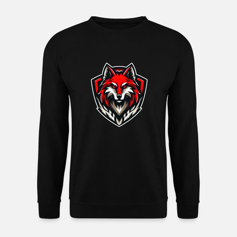 Wolf Illustration RED Emblem - Unisex Sweatshirt - black
