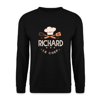 Richard Chef Ici c est richard le chef cuisine - Sweat-shirt Unisexe - noir - Devant - Alina (178cm) & Michal (187cm)