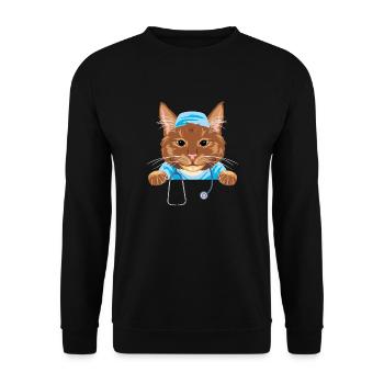 Mignon chat roux docteur - Sweat-shirt Unisexe - noir - Devant - Alina (178cm) & Michal (187cm)