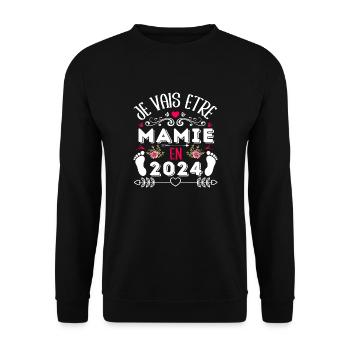 Mamie 2024 annonce naissance cadeau grand-mère - Sweat-shirt Unisexe - noir - Devant - Alina (178cm) & Michal (187cm)