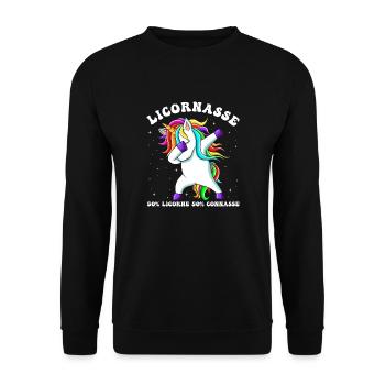 Licorne humour femme cadeau drôle - Sweat-shirt Unisexe - noir - Devant - Alina (178cm) & Michal (187cm)