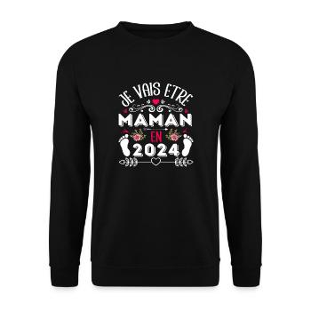 Je vais être maman en 2024 annonce naissance bébé - Sweat-shirt Unisexe - noir - Devant - Alina (178cm) & Michal (187cm)