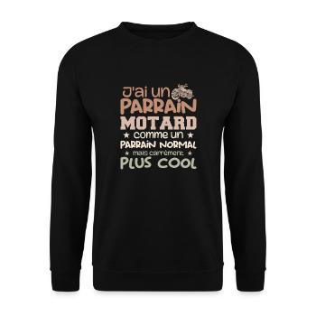 Ich habe einen Biker-Paten, ein Motorrad-Biker-Patengeschenk - Unisex Pullover - Schwarz - Vorne - Alina (178cm) & Michal (187cm)