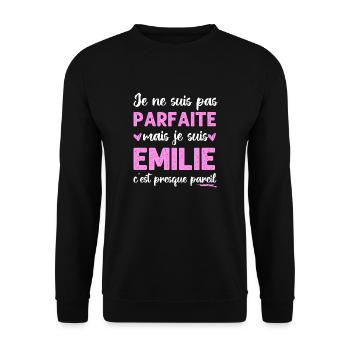 Je ne suis pas parfaite mais je suis Émilie cadeau - Sweat-shirt Unisexe - noir - Devant - Alina (178cm) & Michal (187cm)