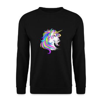 Einhorn wütend - Unisex Pullover - Schwarz - Vorne - Alina (178cm) & Michal (187cm)